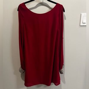 Red Long Sleeve (Slit Sleeve) Dress
